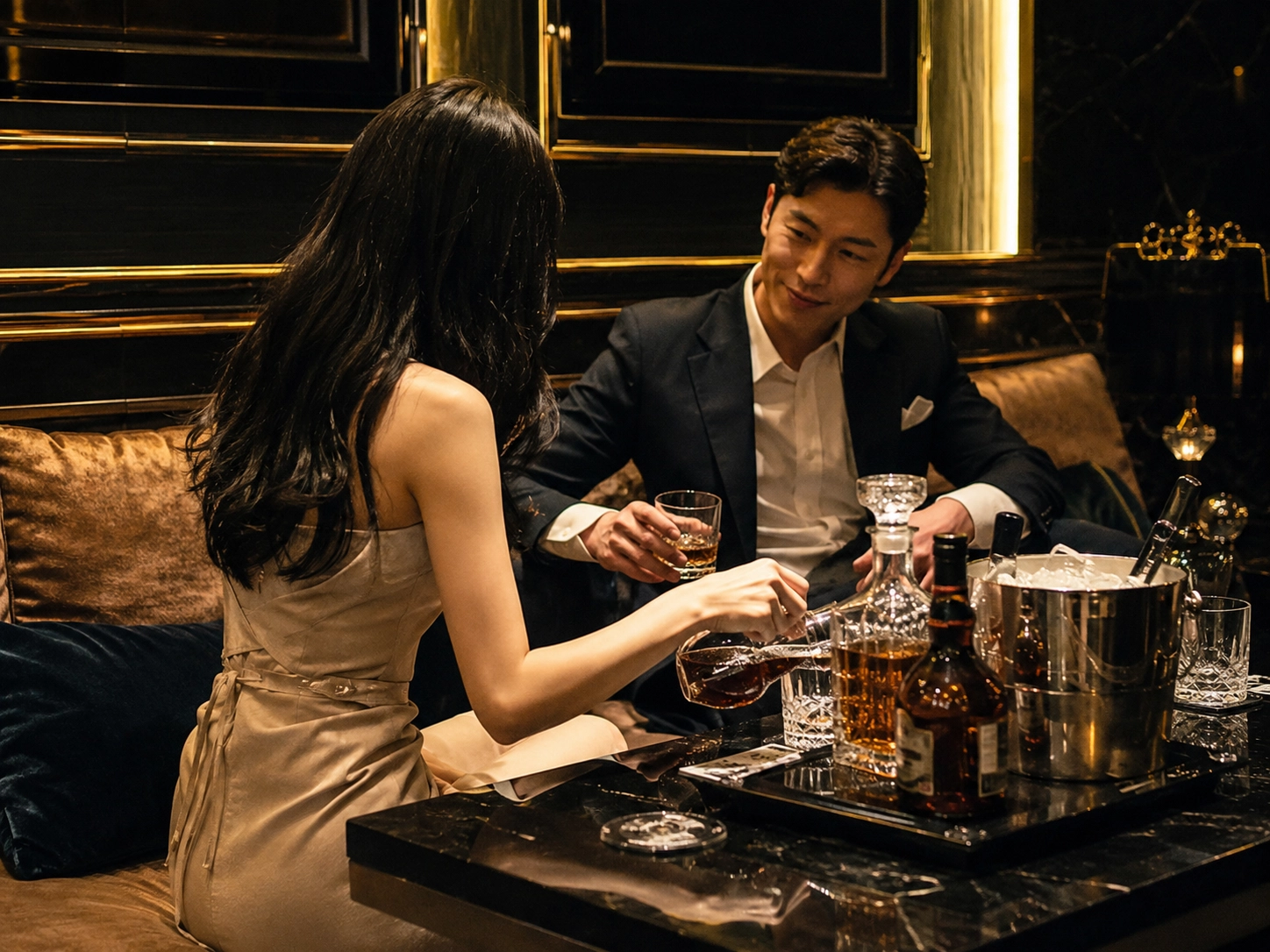 제주도 룸싸롱 VIP룸에서 자연스럽게 대화하는 분위기